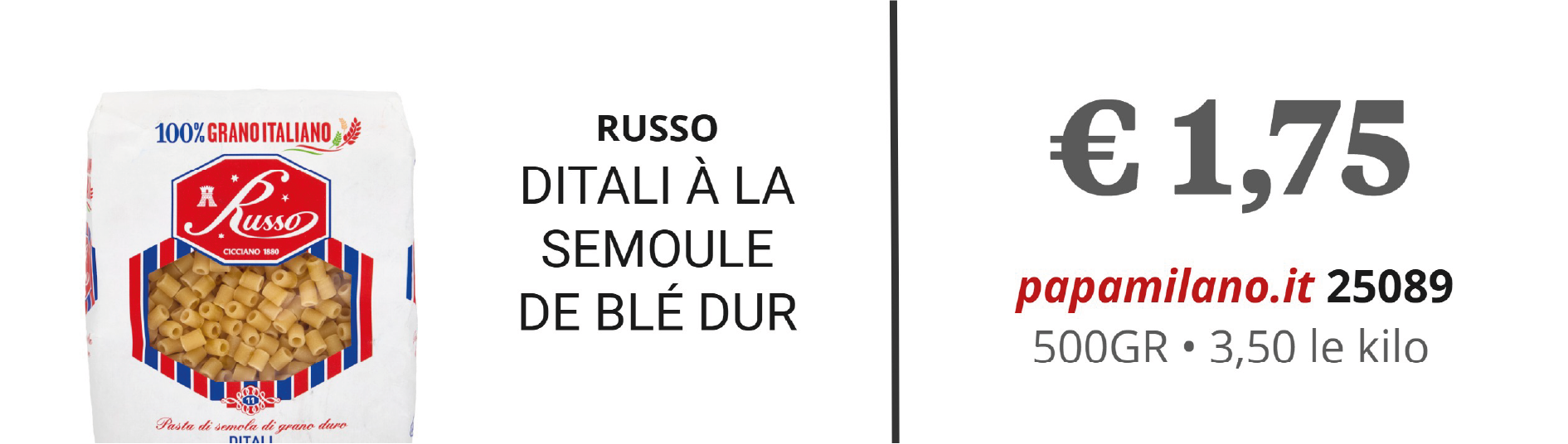 RUSSO DITALI À LA SEMOULE DE BLÉ DUR